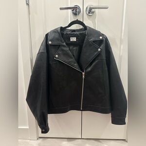 Black Faux Leather Moto Biker Jacket